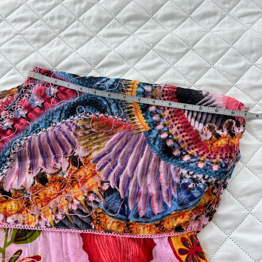 Boho Patchwork Pink Multicolor Women's V-Neck Top… - image 6